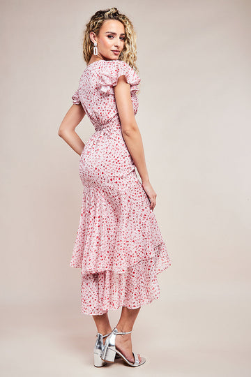 Printed Wrap High And Low Maxi Dress Goddiva